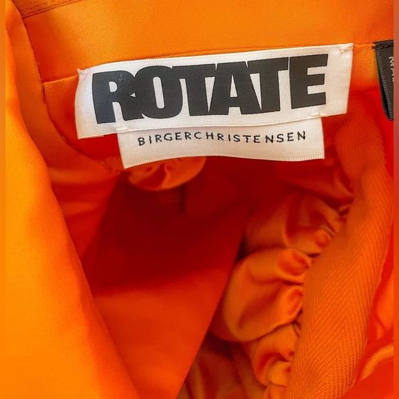 ROTATE BIRGER CHRISTENSEN CARMINA RUFFLED SATIN MINI DRESS IN ORANGE - Picture 7 of 16